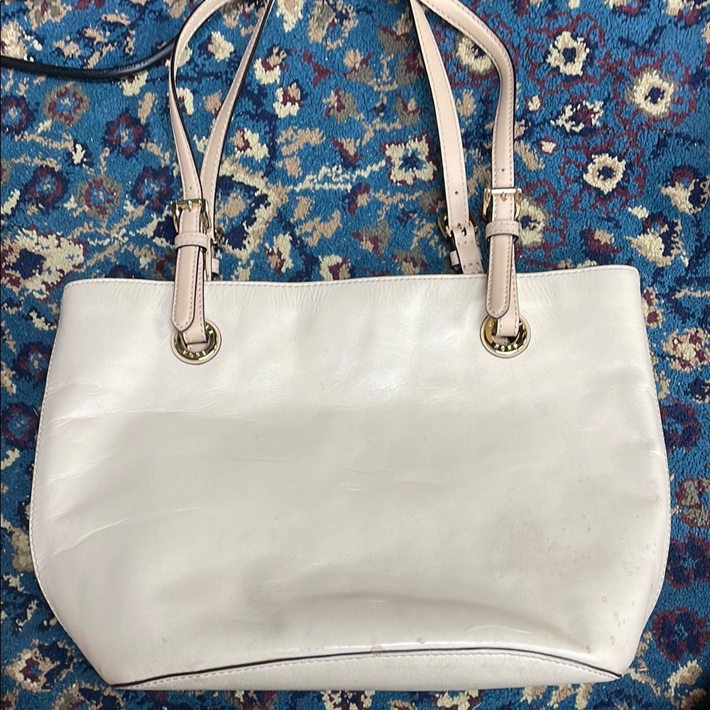 Elegant White Leather Tote Bag
